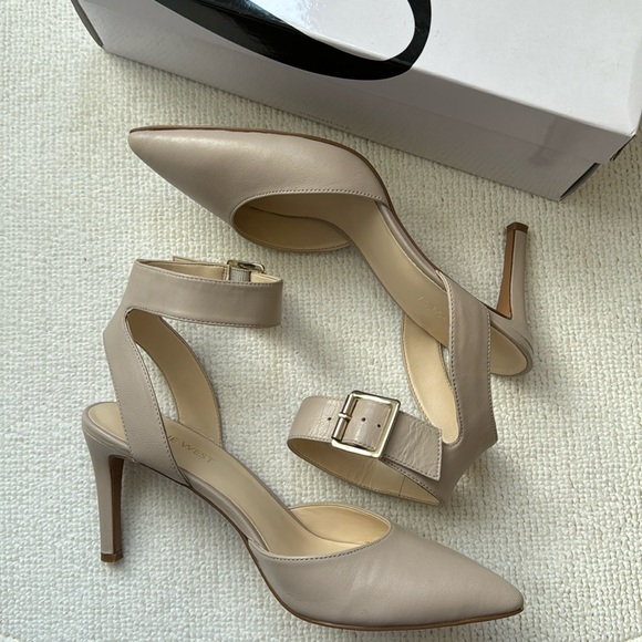 Nine West Callen Nude Leather Ankle-strap Heels - Picture 3 of 9